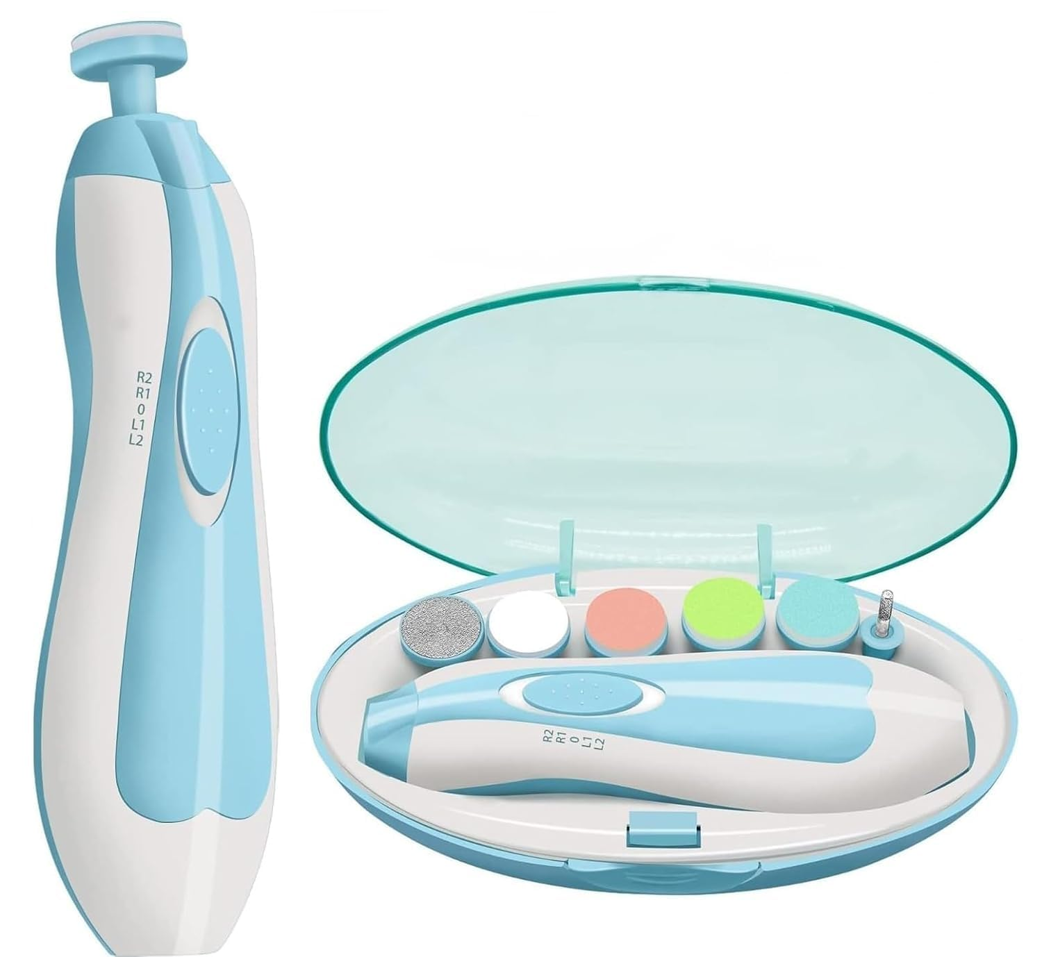 Electric baby nail trimmer with interchangeable heads